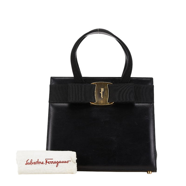 サルヴァトーレフェラガモ ヴァラリボン ハンドバッグ ショルダーバッグ 2WAY BA214178 ブラック レザー レディース Salvatore Ferragamo 【中古】