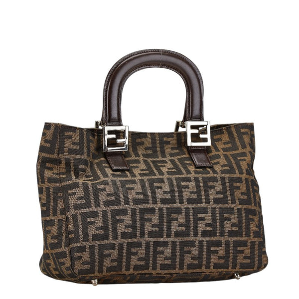 フェンディ ズッカ ハンドバッグ 26329 ブラウン キャンバス レザー レディース FENDI 【中古】