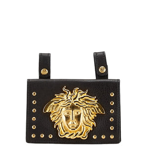 ヴェルサーチェ メデューサ ウエストバッグ ブラック ゴールド レザー メッキ レディース VERSACE 【中古】