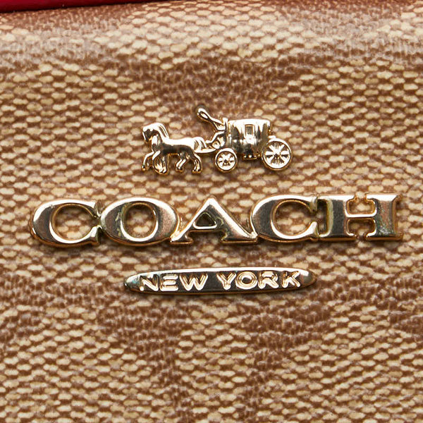 コーチ シグネチャー クラッチ ウエストバッグ ショルダーバッグ 2WAY F39657 レッド ブラウン レザー レディース COACH 【中古】