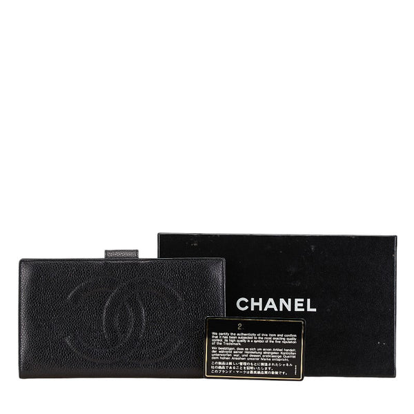 シャネル ココマーク 長財布 ブラック キャビアスキン レディース CHANEL 【中古】