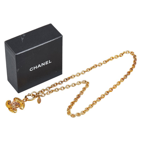 シャネル ヴィンテージ マトラッセ ココマーク ネックレス ゴールド メッキ レディース CHANEL 【中古】