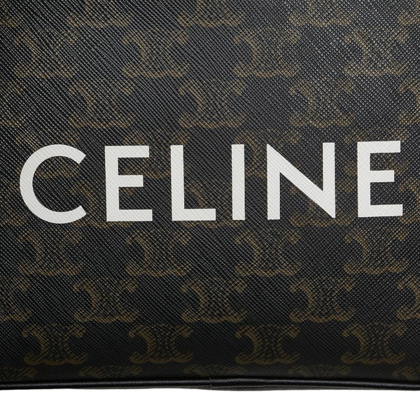 セリーヌ トリオンフ スクエア ショルダーバッグ ブラック ブラウン PVC レザー レディース CELINE 【中古】