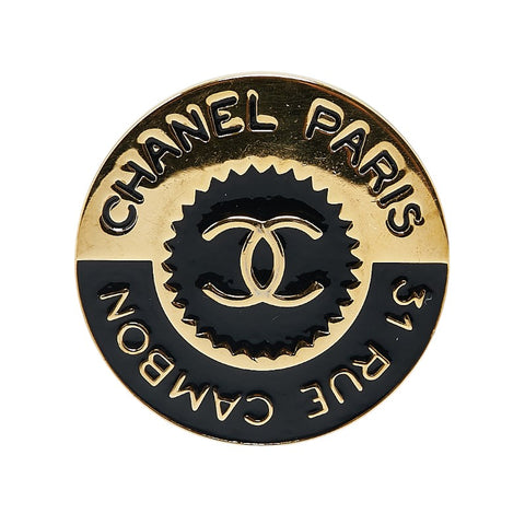 シャネル 31 RUE CAMBON カンボン ブローチ ゴールド ブラック メッキ レディース CHANEL 【中古】