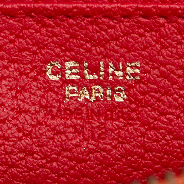 セリーヌ サークルロゴ ミニトート ハンドバッグ オレンジ レザー レディース CELINE 【中古】