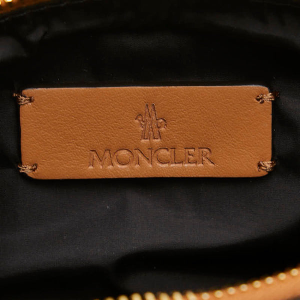 モンクレール ロゴ ハンドバッグ トートバッグ ベージュ ホワイト キャンバス レザー レディース MONCLER 【中古】