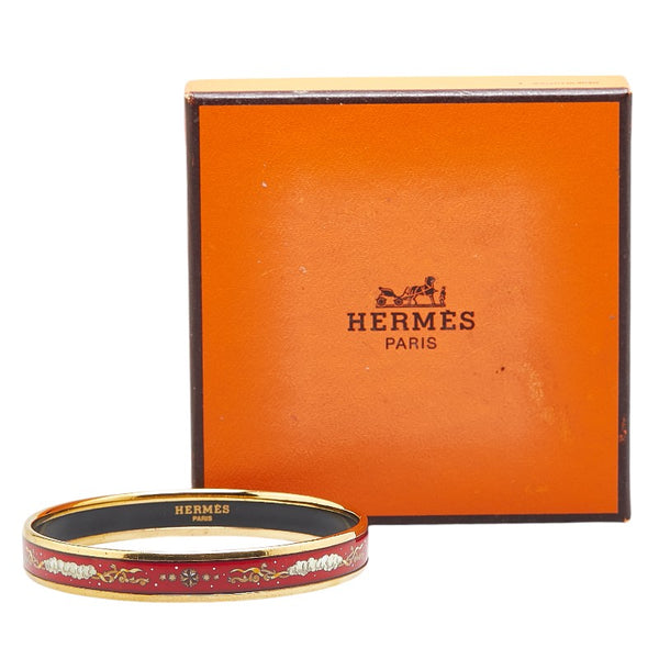 エルメス エマイユPM バングル ゴールド レッド メッキ レディース HERMES 【中古】