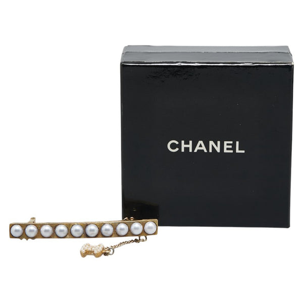 シャネル ココマーク スイング バレッタ 髪飾り ヘアクリップ ゴールド メッキ フェイクパール レディース CHANEL 【中古】