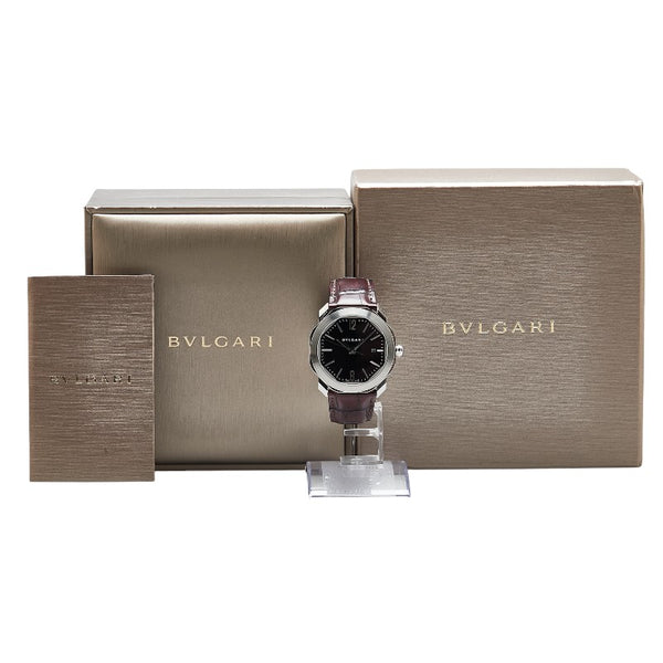 ブルガリ オクト ローマ 腕時計 OC41S 自動巻き ブラック文字盤 ステンレススチール アリゲーター メンズ BVLGARI 【中古】