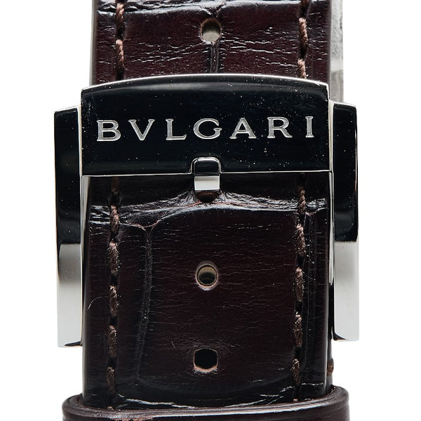 ブルガリ オクト ローマ 腕時計 OC41S 自動巻き ブラック文字盤 ステンレススチール アリゲーター メンズ BVLGARI 【中古】