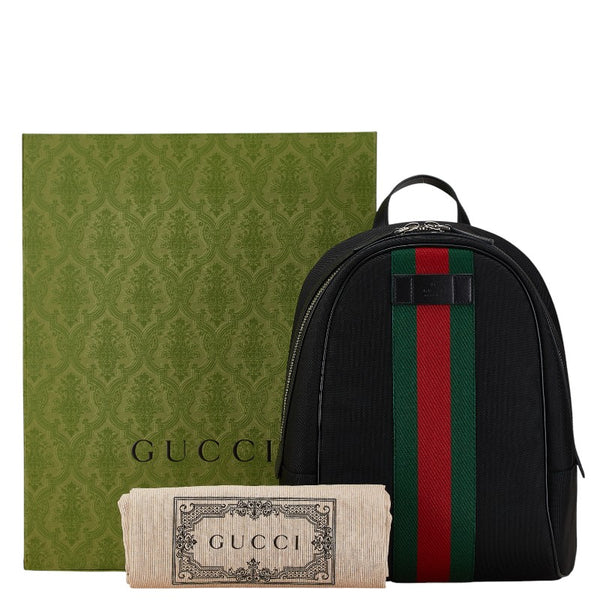 グッチ シェリーライン リュック バッグパック 630917 ブラック レザー ナイロン レディース GUCCI 【中古】