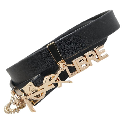 サンローラン YSL LIBRE ブレスレット ブラック ゴールド レザー メッキ レディース SAINT LAURENT 【中古】