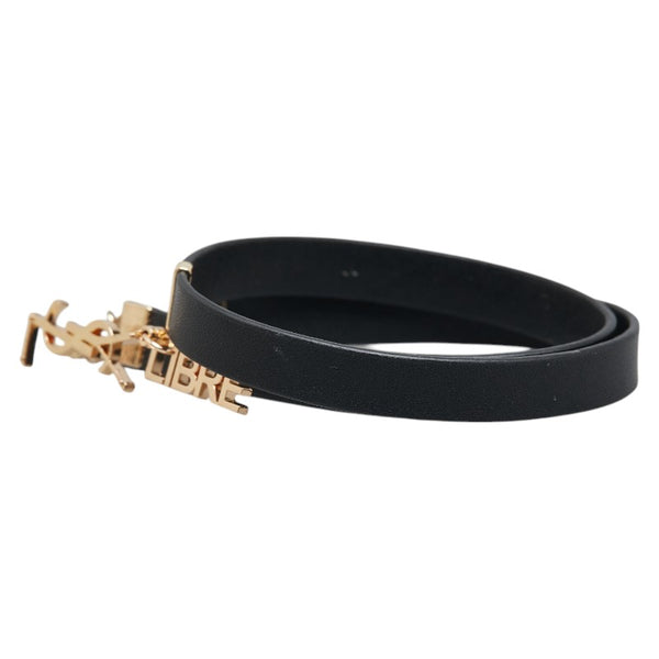 サンローラン YSL LIBRE ブレスレット ブラック ゴールド レザー メッキ レディース SAINT LAURENT 【中古】