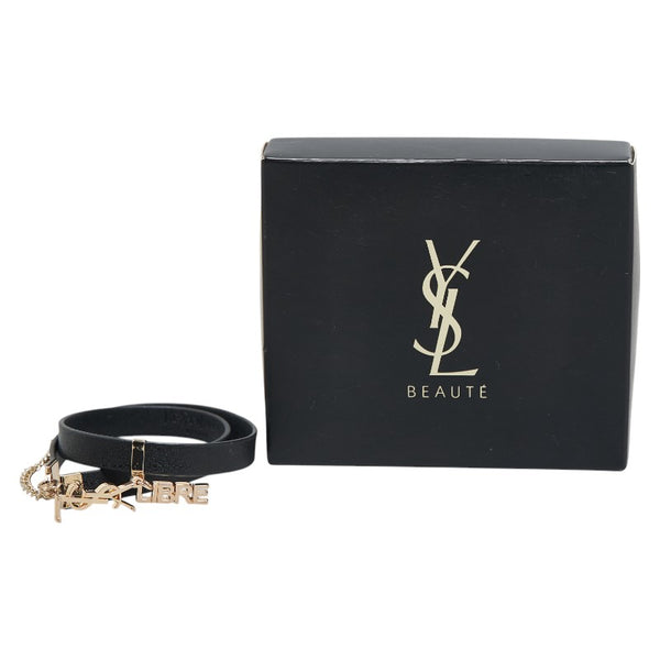 サンローラン YSL LIBRE ブレスレット ブラック ゴールド レザー メッキ レディース SAINT LAURENT 【中古】