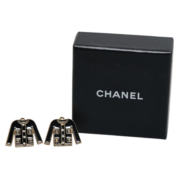 シャネル ココマーク パールジャケット モチーフ イヤリング ゴールド ブラック メッキ フェイクパール レディース CHANEL 【中古】