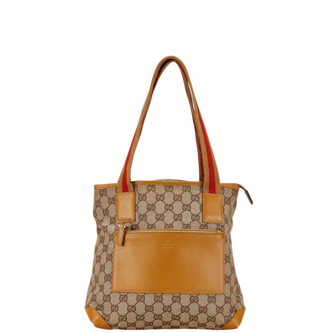 グッチ GGキャンバス シェリーライン ハンドバッグ トートバッグ 019 0402 3754 ベージュ キャンバス レザー レディース GUCCI 【中古】