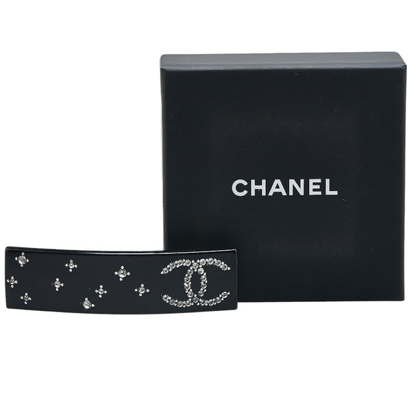 シャネル ココマーク バレッタ ブラック プラスチック ラインストーン レディース CHANEL 【中古】