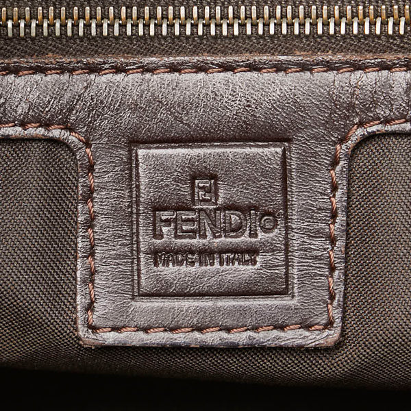 フェンディ ズッカ ミニトートバッグ ブラウン キャンバス レザー レディース FENDI 【中古】