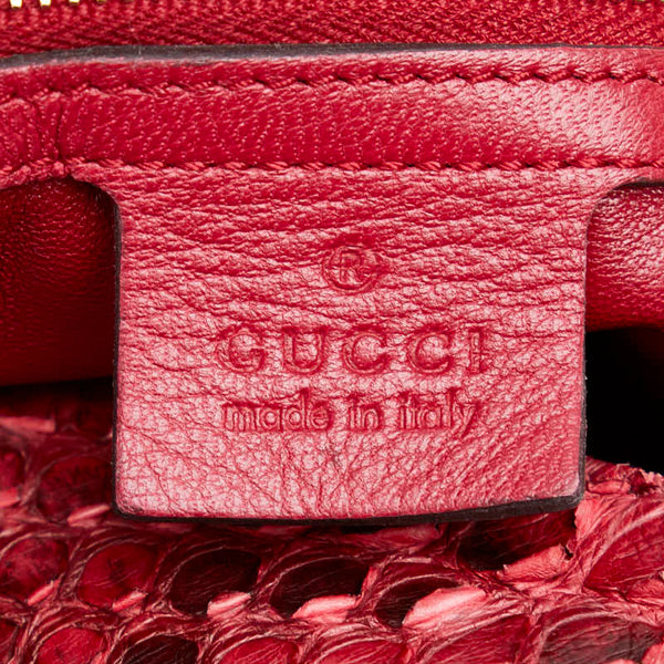 グッチ Gウェーブ ボーボー ハンドバッグ ショルダーバッグ 2WAY 232981 レッド パイソン レディース GUCCI 【中古】