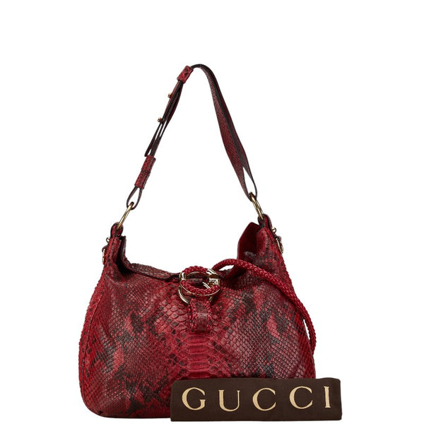 グッチ Gウェーブ ボーボー ハンドバッグ ショルダーバッグ 2WAY 232981 レッド パイソン レディース GUCCI 【中古】