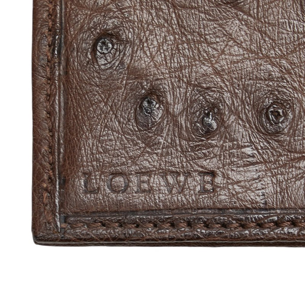 ロエベ 長財布 ブラウン オーストリッチ レディース LOEWE 【中古】