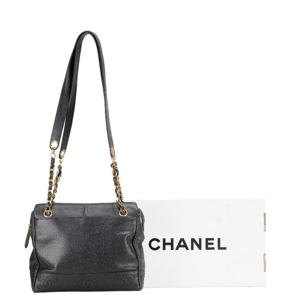 シャネル ココマーク チェーン ショルダーバッグ ブラック キャビアスキン レディース CHANEL 【中古】