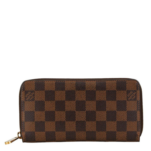 ルイ ヴィトン ダミエ ジッピーウォレット ラウンドファスナー 長財布 N60015 ブラウン PVC レザー レディース LOUIS VUITTON 【中古】