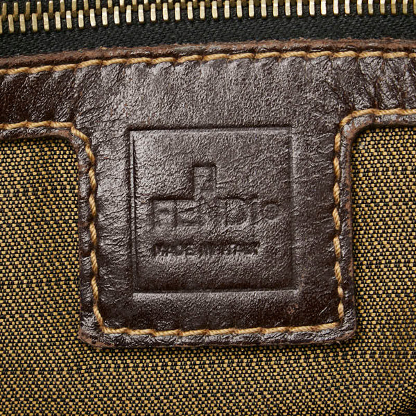 フェンディ ズッカ ミニトートバッグ ブラウン ゴールド キャンバス レザー レディース FENDI 【中古】