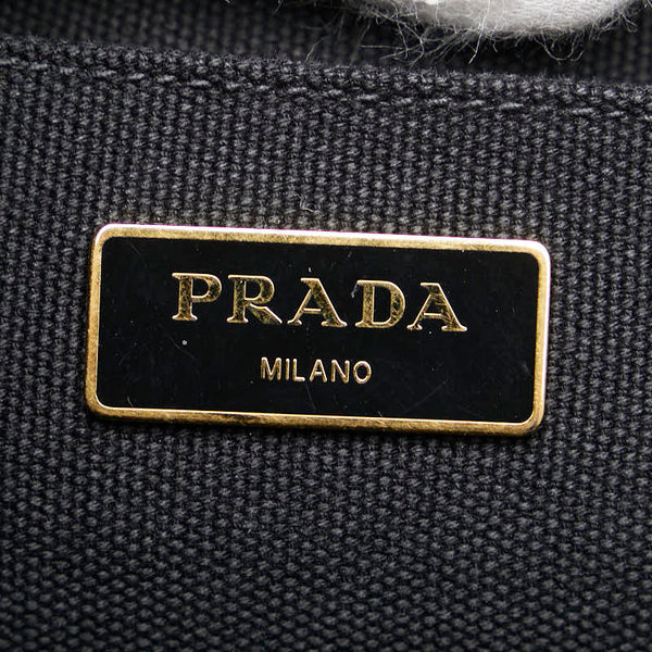 プラダ カナパ ミニ ハンドバッグ ショルダーバッグ 2WAY ブラック キャンバス レディース PRADA 【中古】