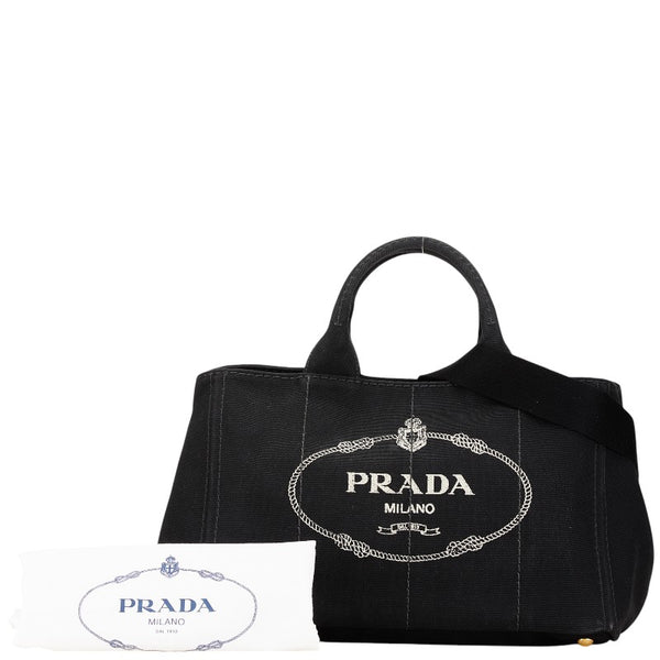 プラダ カナパ ミニ ハンドバッグ ショルダーバッグ 2WAY ブラック キャンバス レディース PRADA 【中古】