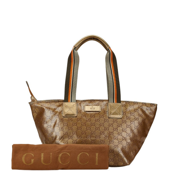 グッチ GGクリスタル シェリーライン ハンドバッグ トートバッグ 131230 ゴールド PVC レザー レディース GUCCI 【中古】