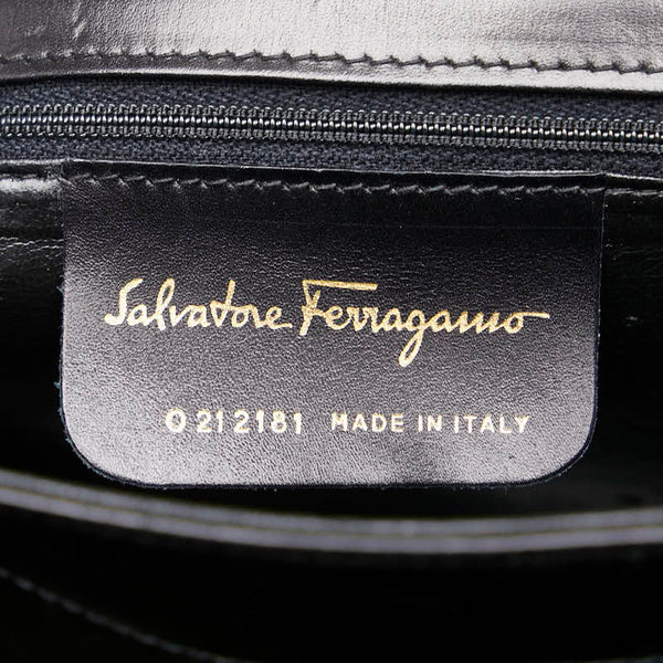 サルヴァトーレフェラガモ ガンチーニ ハンドバッグ ショルダーバッグ 2WAY AF-21 2181 ブラック レザー レディース Salvatore Ferragamo 【中古】