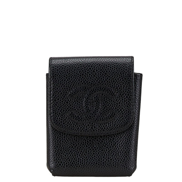 シャネル ココマーク シガレットケース 小物入れ ブラック キャビアスキン レディース CHANEL 【中古】