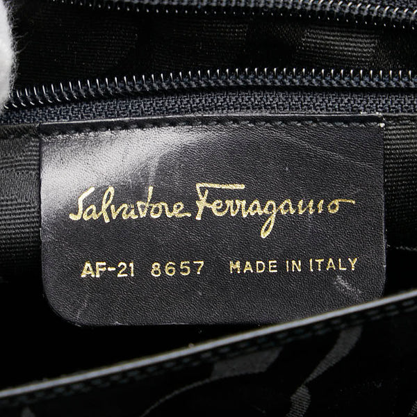 サルヴァトーレフェラガモ ガンチーニ ハンドバッグ ショルダーバッグ 2WAY AF-21 8657 ブラック レザー レディース Salvatore Ferragamo 【中古】