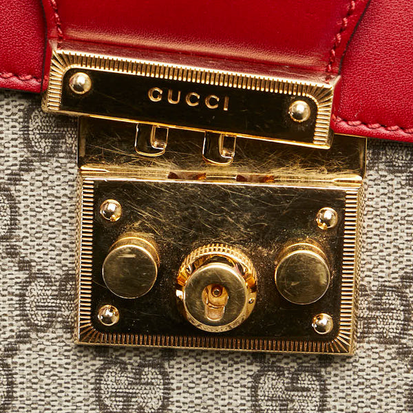 グッチ GGスプリーム リュック バックパック 498194 ベージュ レッド ピンク レザー PVC レディース GUCCI 【中古】