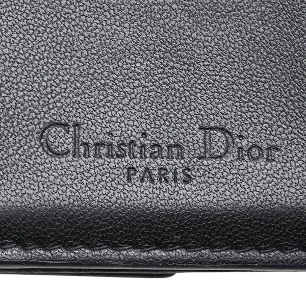 ディオール カナージュ 三つ折り財布 コンパクトウォレット ブラック レザー レディース Dior 【中古】