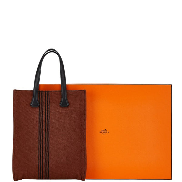 エルメス ポタモスカバスPM ハンドバッグ トートバッグ ブラウン レザー キャンバス レディース HERMES 【中古】