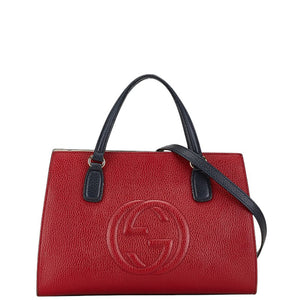 グッチ ソーホー インターロッキングG ハンドバッグ ショルダーバッグ2WAY 431571 レッド レザー レディース GUCCI 【中古】