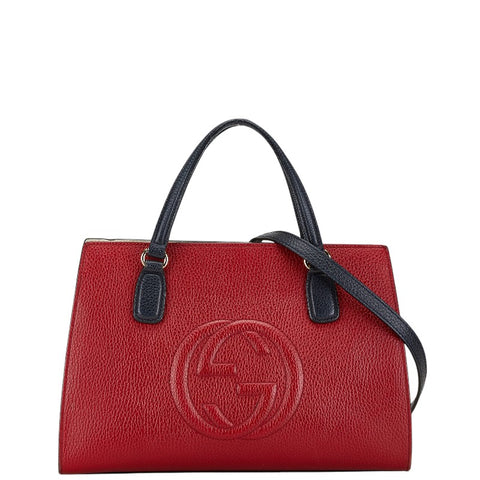 グッチ ソーホー インターロッキングG ハンドバッグ ショルダーバッグ2WAY 431571 レッド レザー レディース GUCCI 【中古】