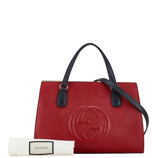 グッチ ソーホー インターロッキングG ハンドバッグ ショルダーバッグ2WAY 431571 レッド レザー レディース GUCCI 【中古】