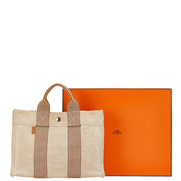 エルメス ニューフールトゥ トートPM トートバッグ ベージュ キャンバス レディース HERMES 【中古】