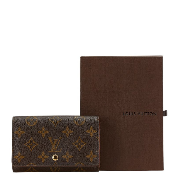 ルイ ヴィトン モノグラム ポルトフォイユ トレゾール 二つ折り財布 M61736 ブラウン PVC レザー レディース LOUIS VUITTON 【中古】