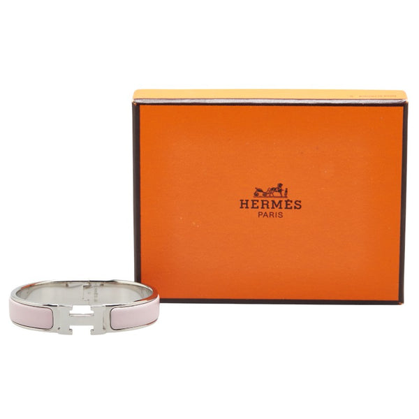 エルメス クリッククラックH PM ブレスレット シルバー ピンク メタル レディース HERMES 【中古】