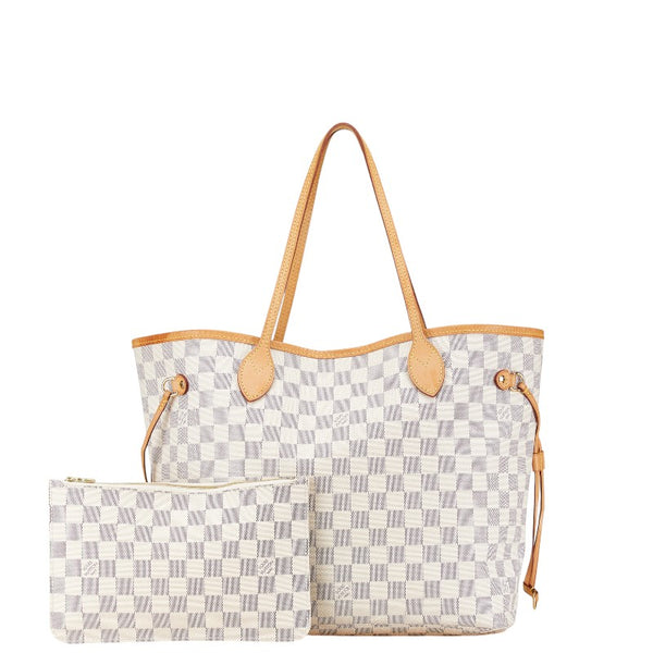 ルイ ヴィトン ダミエ アズール ネヴァーフルMM ハンドバッグ トートバッグ N41361 ホワイト PVC レザー レディース LOUIS VUITTON 【中古】