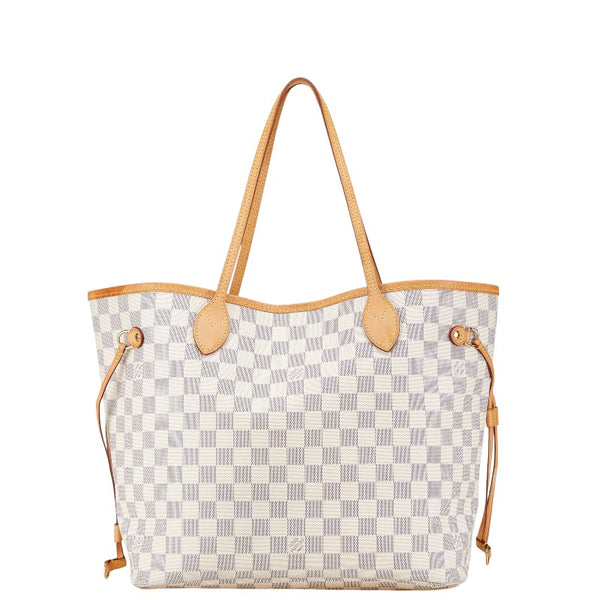 ルイ ヴィトン ダミエ アズール ネヴァーフルMM ハンドバッグ トートバッグ N41361 ホワイト PVC レザー レディース LOUIS VUITTON 【中古】