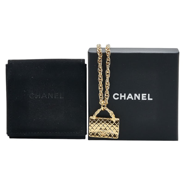 シャネル ヴィンテージ ココマーク マトラッセ バッグ モチーフ ネックレス ゴールド メッキ レディース CHANEL 【中古】