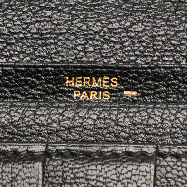 エルメス ベアン スフレ 長財布 ブラック リザード レディース HERMES 【中古】