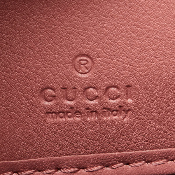 グッチ マイクログッチシマ ラブリー Gハート 長財布 ラウンドファスナー 308005 ピンク エナメル レザー レディース GUCCI 【中古】