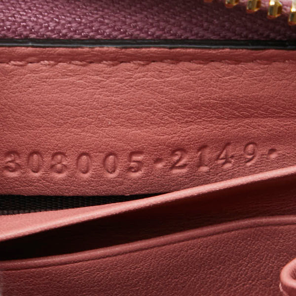 グッチ マイクログッチシマ ラブリー Gハート 長財布 ラウンドファスナー 308005 ピンク エナメル レザー レディース GUCCI 【中古】