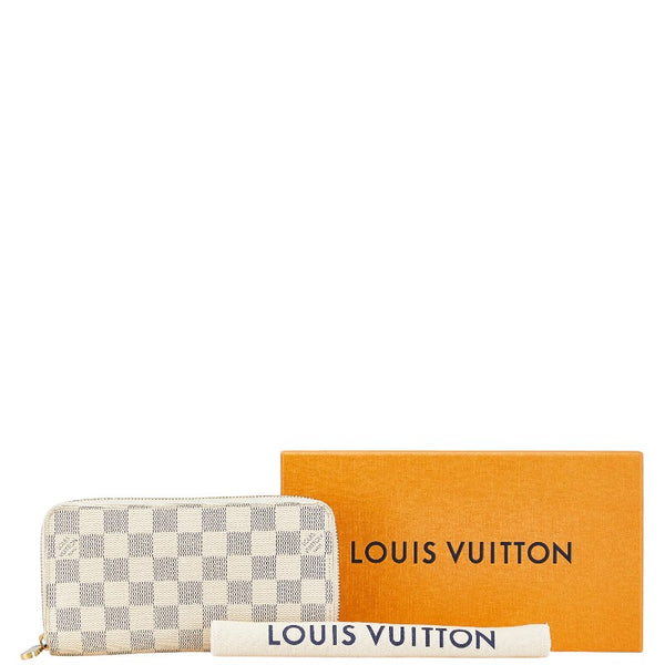 ルイ ヴィトン ダミエ アズール ジッピーウォレット ラウンドファスナー 長財布 N41660 ホワイト PVC レディース LOUIS VUITTON 【中古】